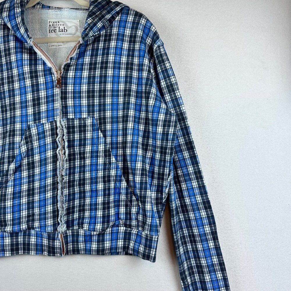 Frank and Eileen Tee Lab Zip Plaid Gingham Hoodie Womens Medium Fleece Preppy - Picture 2 of 13